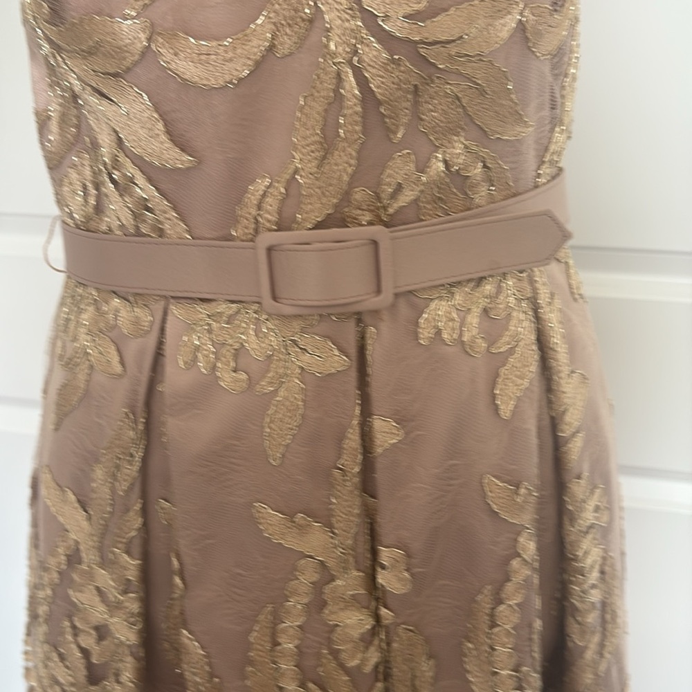 Eliza J Gold A-Line Midi Dress Sleeveless Crew Neck - Picture 5 of 10